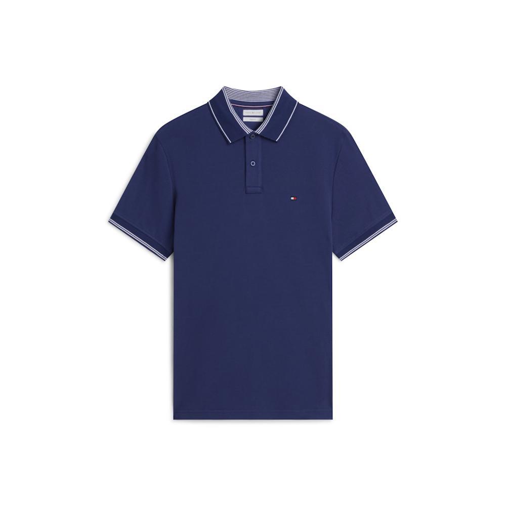 Tommy Hilfiger Stripe Under Collar Pique Polo Shirt